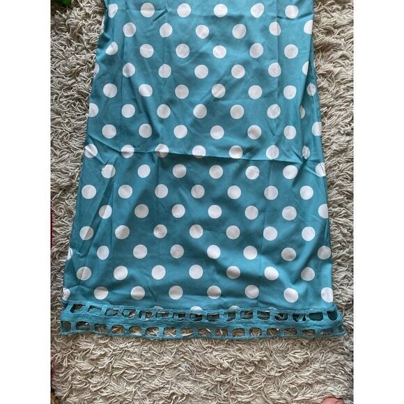 Just Fashion Now Dress Blue White Polkadot Shift Turquoise Medium Mid Length - Picture 4 of 6